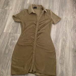 White fox Brown Button-Up Dress